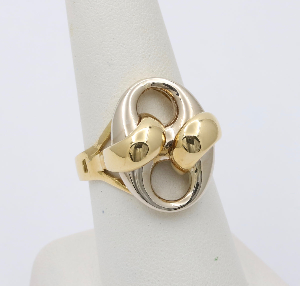 Large Vintage 14K Bicolor Gold Puffy Mariner, Anchor Link Ring