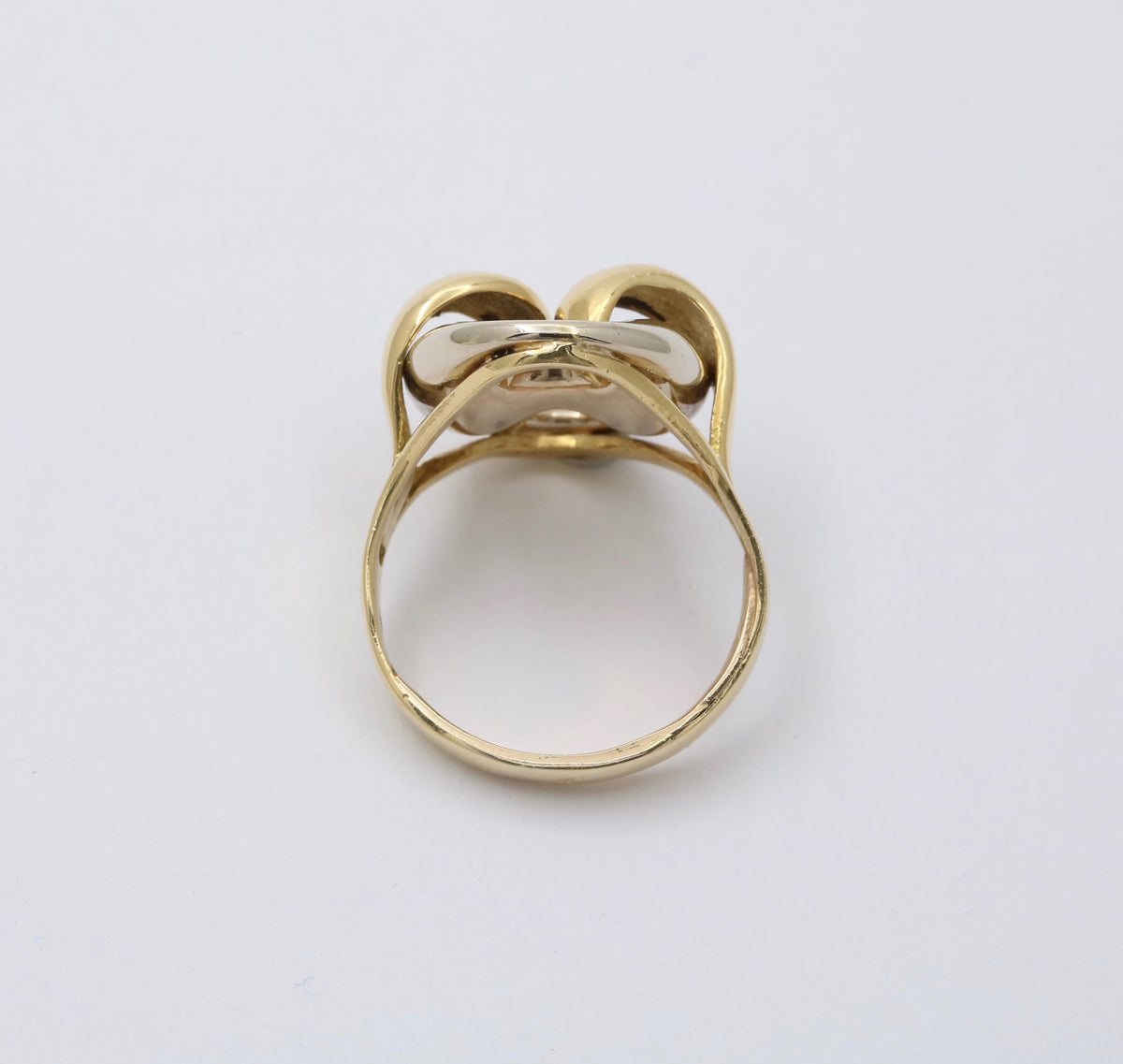 Large Vintage 14K Bicolor Gold Puffy Mariner, Anchor Link Ring