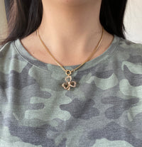 Edwardian 14K Gold, Diamond and Split Pearl Clover Shamrock Pendant, Pin