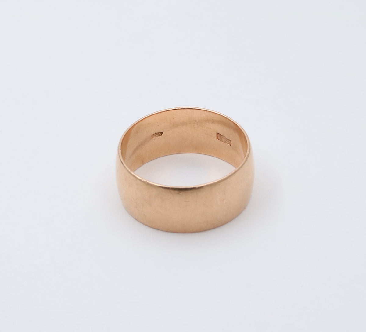 Vintage Russian 14K Rosy Gold Cigar Band, Wedding Ring