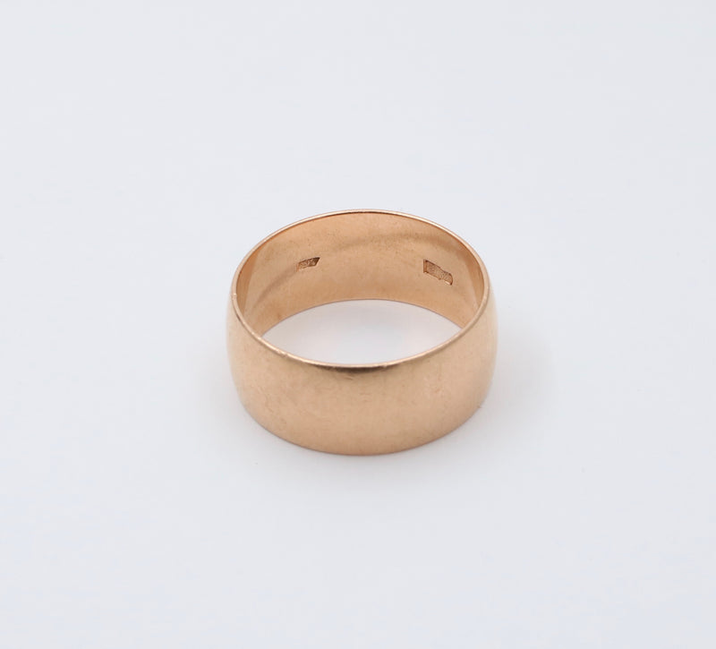 Vintage Russian 14K Rosy Gold Cigar Band, Wedding Ring