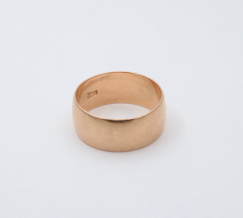 Vintage Russian 14K Rosy Gold Cigar Band, Wedding Ring