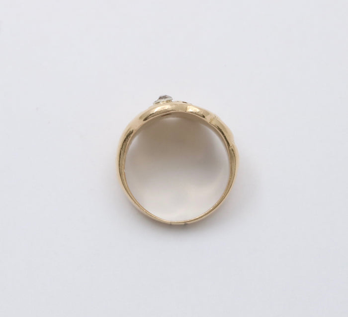 Art Deco 14K Gold and Diamond Monogrammed “FG” Shield Ring