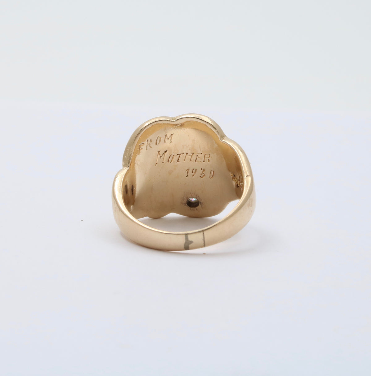 Art Deco 14K Gold and Diamond Monogrammed “FG” Shield Ring