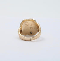 Art Deco 14K Gold and Diamond Monogrammed “FG” Shield Ring