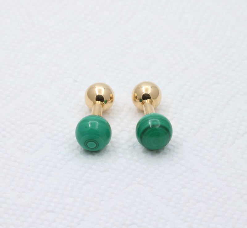 Vintage Tiffany & Co Malachite and 14K Gold Cufflinks
