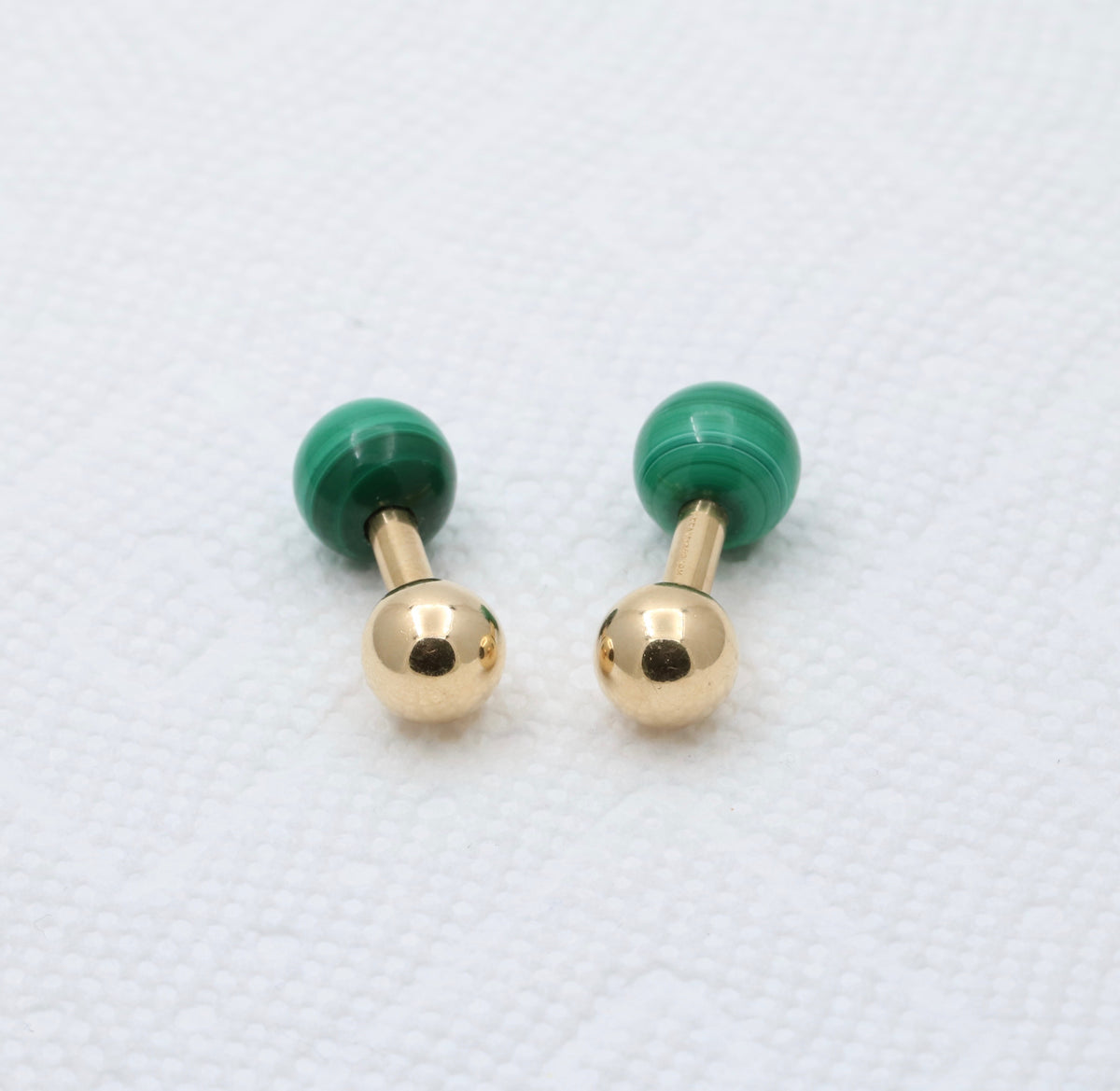 Vintage Tiffany & Co Malachite and 14K Gold Cufflinks