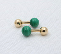 Vintage Tiffany & Co Malachite and 14K Gold Cufflinks