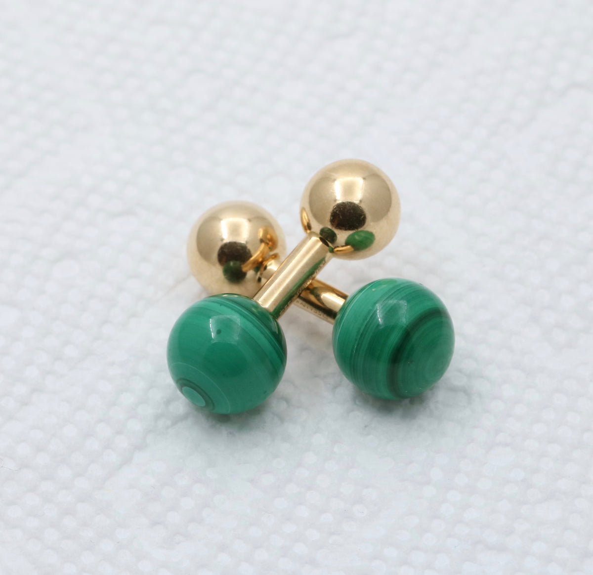 Vintage Tiffany & Co Malachite and 14K Gold Cufflinks