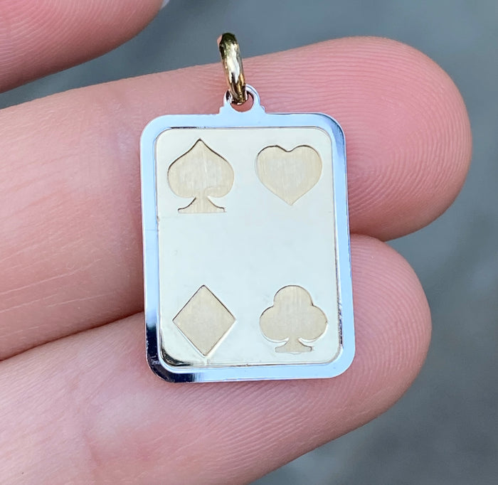 Playing Card Suits 14K Bicolor Gold Cut-Out Charm