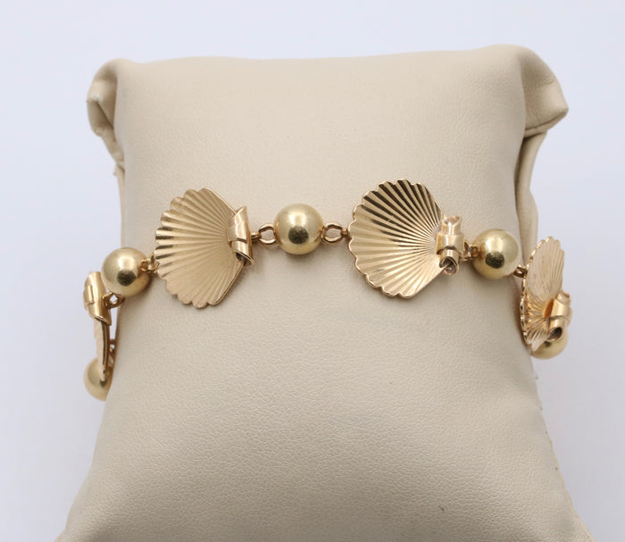Vintage Larter & Sons 14K Gold Shell Bracelet, 22.2 Grams
