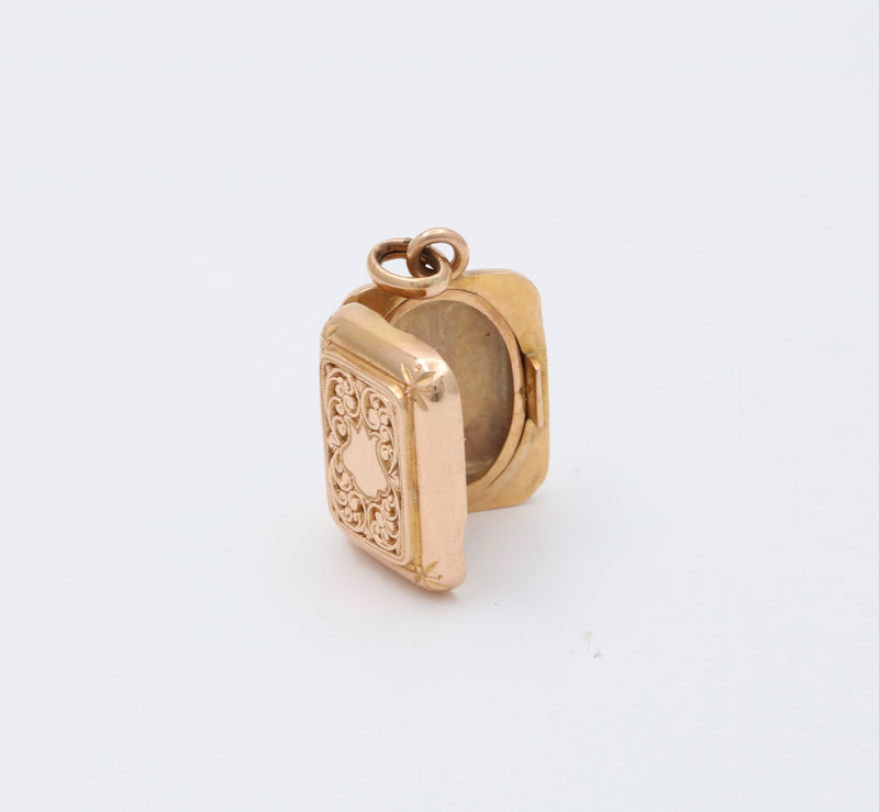 Victorian Revival 18K Gold Vinaigrette and Locket Charm