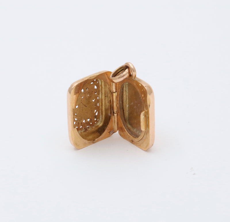 Victorian Revival 18K Gold Vinaigrette and Locket Charm