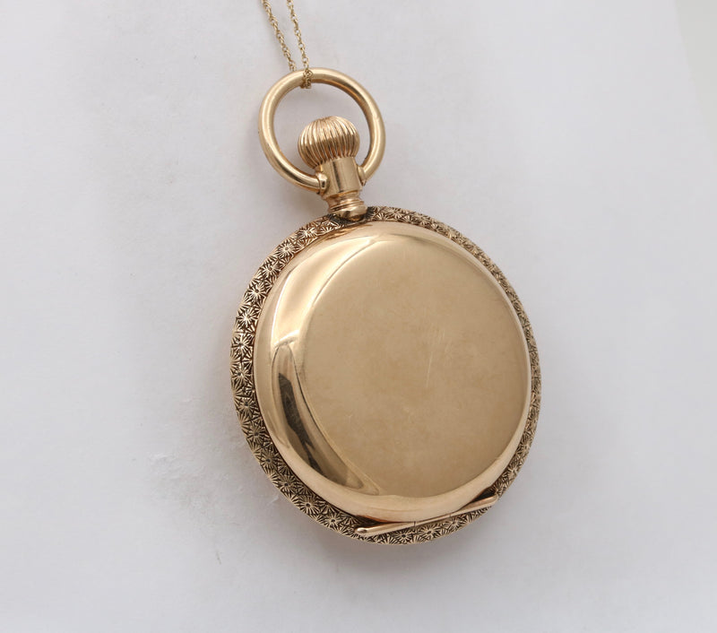 Antique Enamel, Diamond, and 14K Gold Forget Me Not Flower Pocket Watch