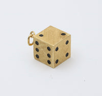 Large Vintage 18K Gold and Enamel Dice Charm