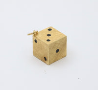 Large Vintage 18K Gold and Enamel Dice Charm