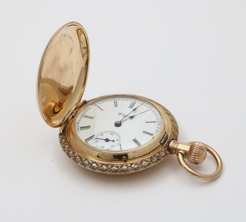 Antique Enamel, Diamond, and 14K Gold Forget Me Not Flower Pocket Watch
