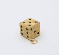 Large Vintage 18K Gold and Enamel Dice Charm