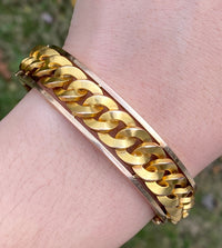 Vintage French 18K Gold Curb Link Bangle Bracelet