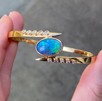 Australian Opal and Diamond Bypass Bangle Bracelet