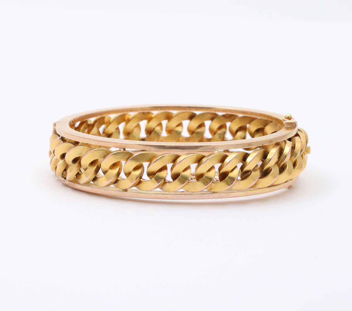 Vintage French 18K Gold Curb Link Bangle Bracelet