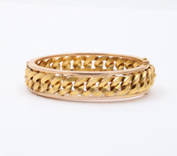 Vintage French 18K Gold Curb Link Bangle Bracelet