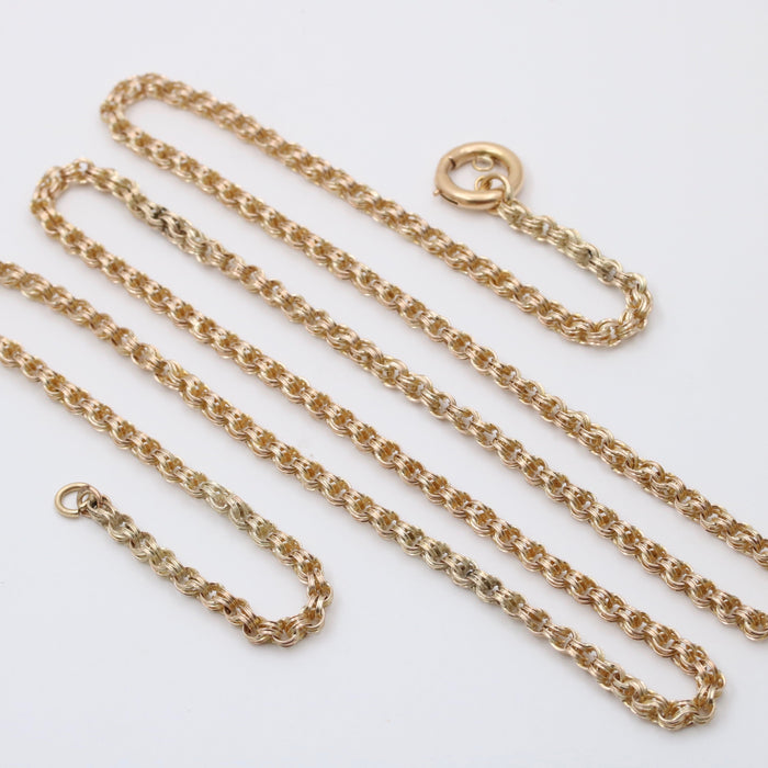 Victorian 14K Gold Open Link Chain, 31” Long Necklace