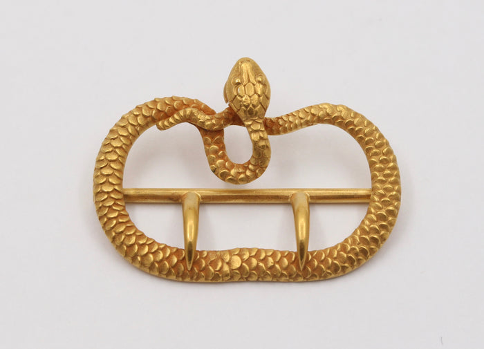 Art Nouveau Whiteside & Blank 14K Gold Snake Buckle, Antique Serpent Choker Necklace