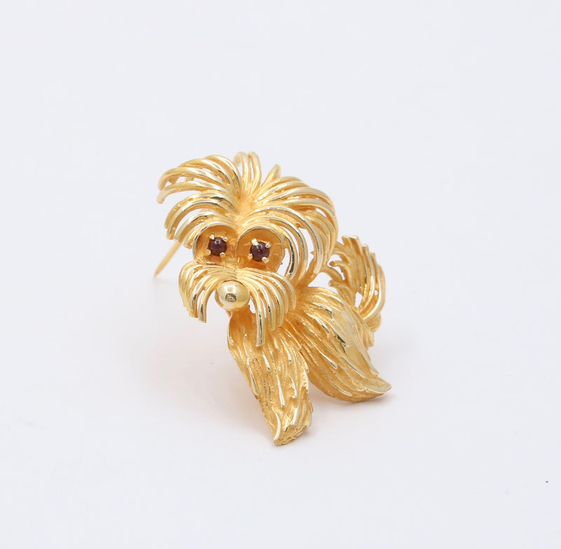 Vintage 14K Gold Terrier Dog Pin, Fun Brooch