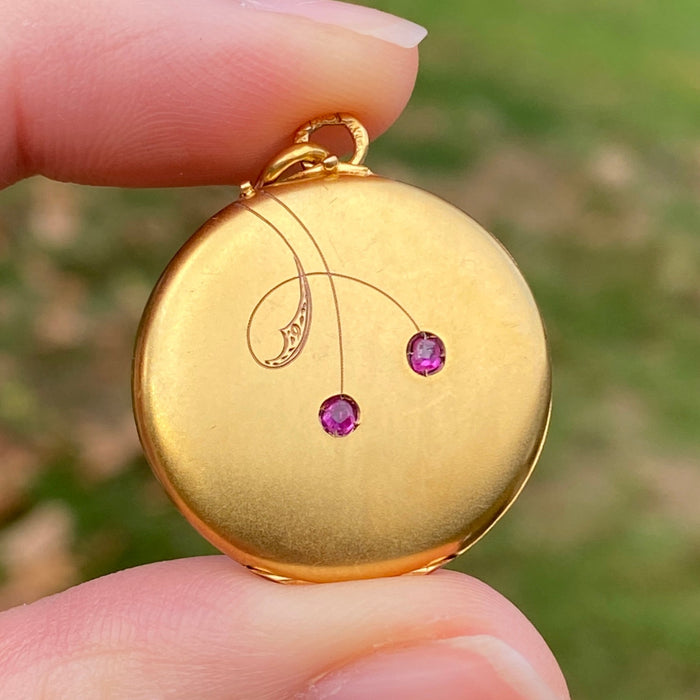 Victorian 8K Gold and Red Paste Locket