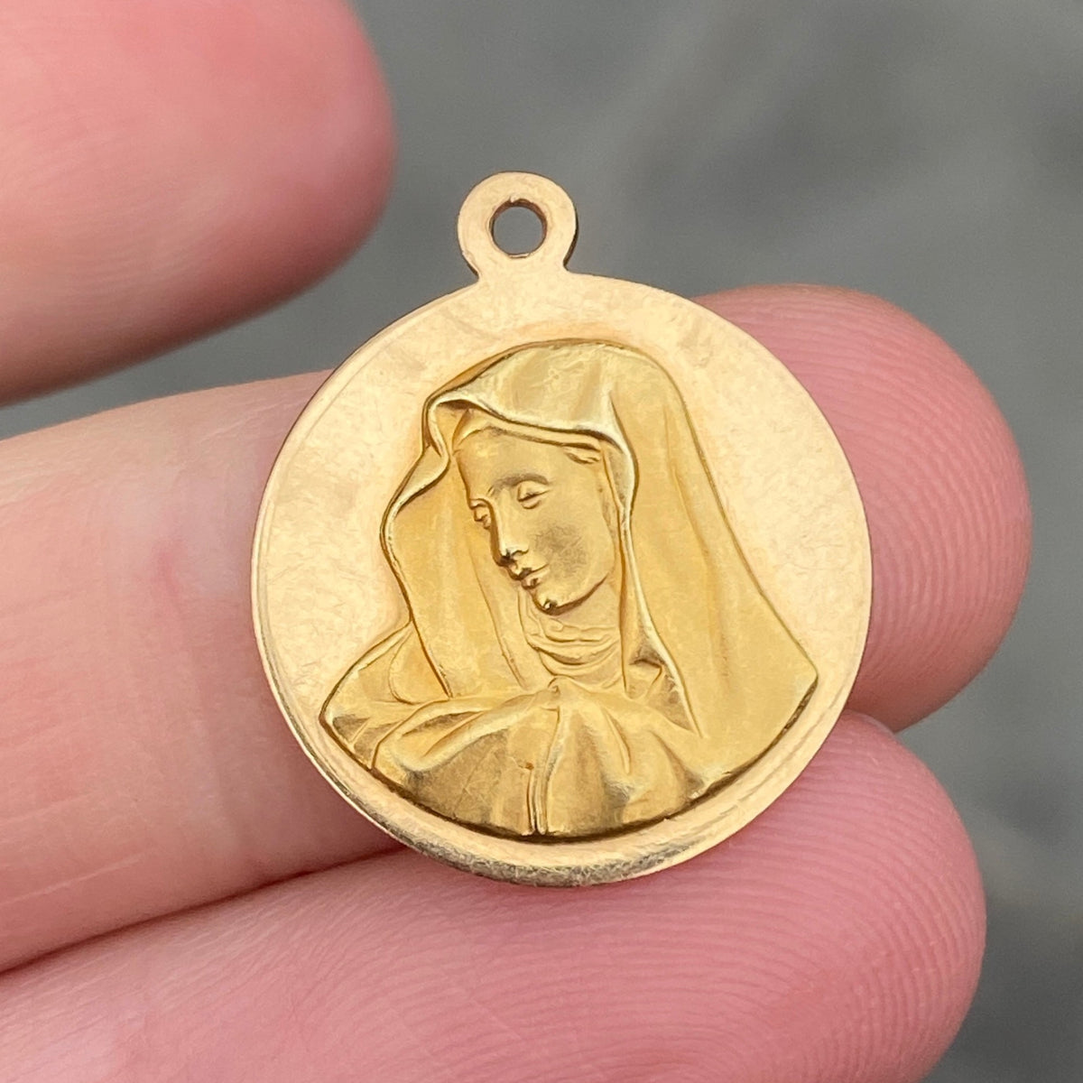 Vintage 18K Gold Virgin Mary Charm – Alpha & Omega Jewelry