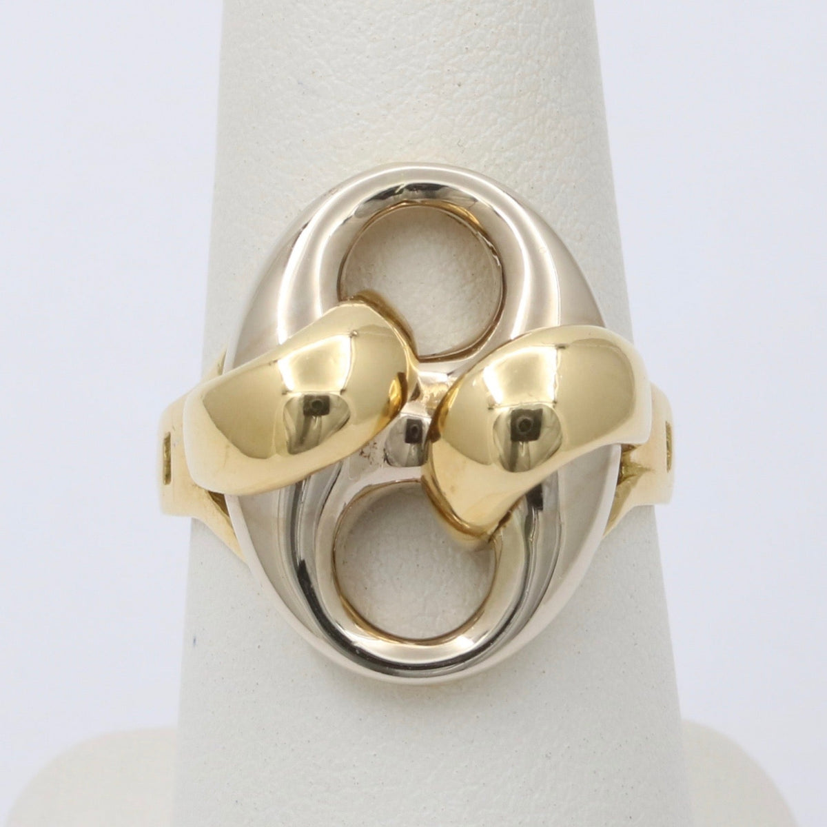 Large Vintage 14K Bicolor Gold Puffy Mariner, Anchor Link Ring