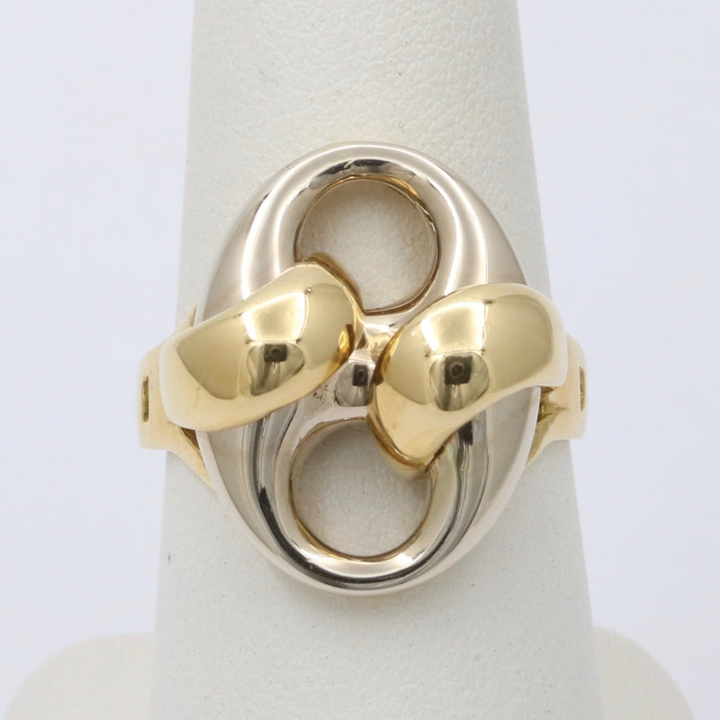 Large Vintage 14K Bicolor Gold Puffy Mariner, Anchor Link Ring