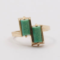 Vintage 14K Gold and Turquoise Geometric Bypass Ring
