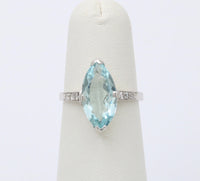Art Deco 3 Carat Aquamarine and Diamond 18K Gold Ring, Alternative Engagement