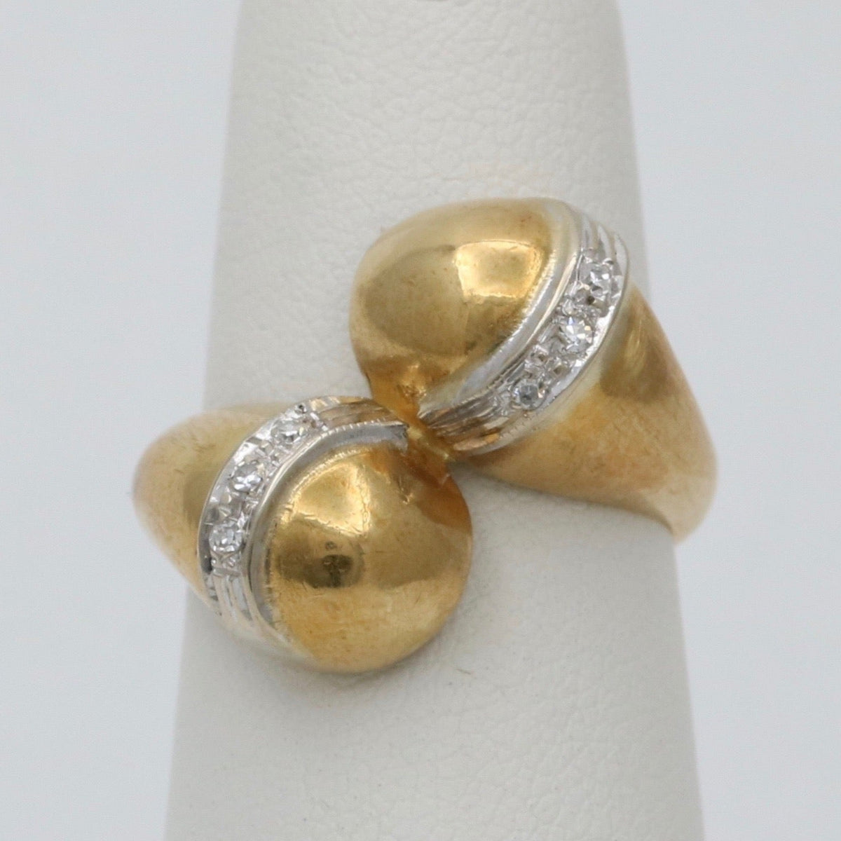 Vintage 18K Gold and Diamond Bypass Ring