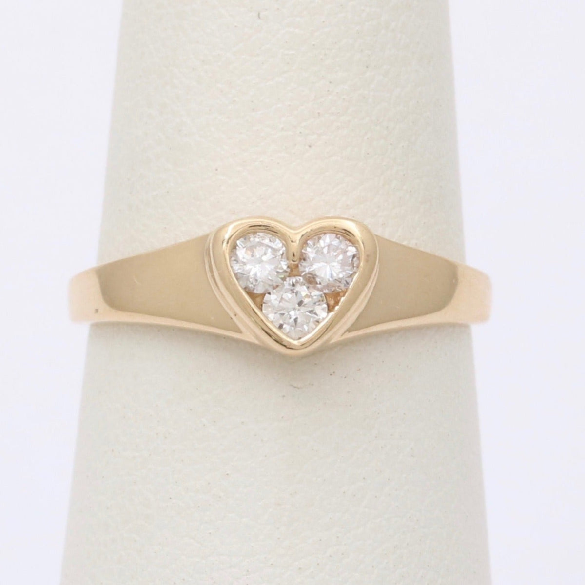 Vintage Diamond and 14K Gold Heart-Shaped Signet Ring