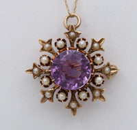 Victorian 14K Gold and Amethyst Snowflake Pendant, Pin