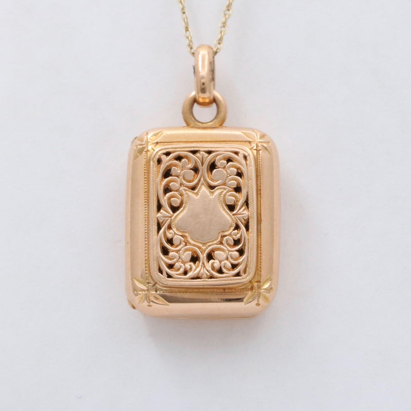 Victorian Revival 18K Gold Vinaigrette and Locket Charm