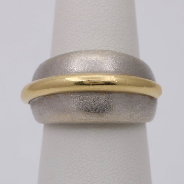 Vintage Modernist 18K Bicolor Gold Dome Ring