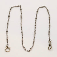 Art Deco Platinum Hourglass Shaped 14.75” Long Open Link Watch Chain