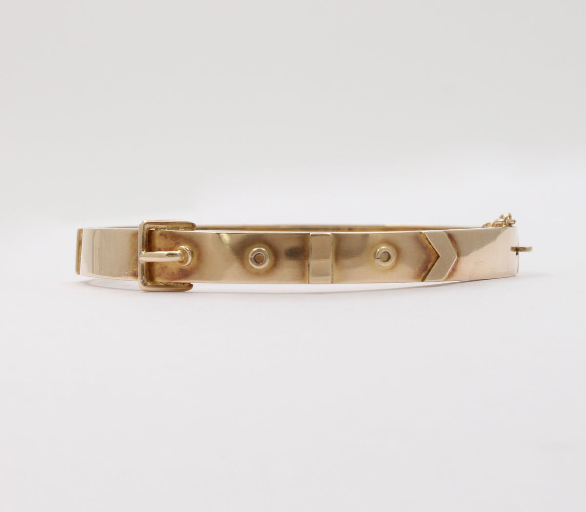 Edwardian English 9K Gold Buckle Bangle Bracelet