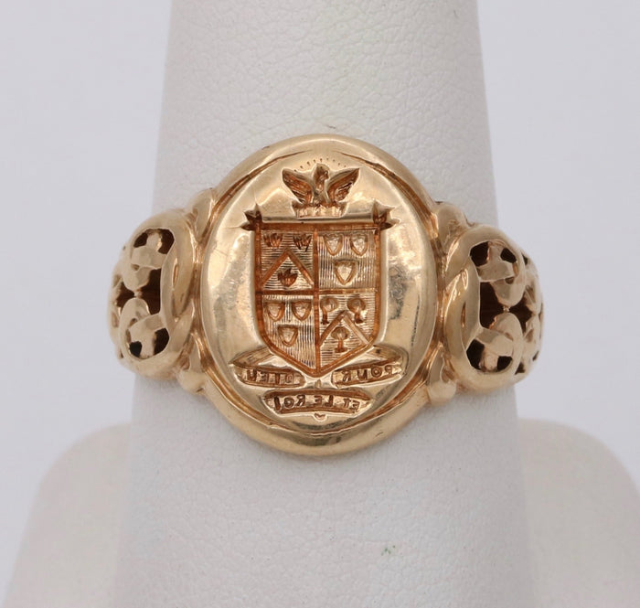 Vintage 14K Gold Shield and Phoenix Signet Ring