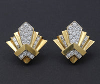 Architectural 18K Gold and 2.9 Carat Diamond Vintage Clip Earrings