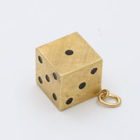 Large Vintage 18K Gold and Enamel Dice Charm