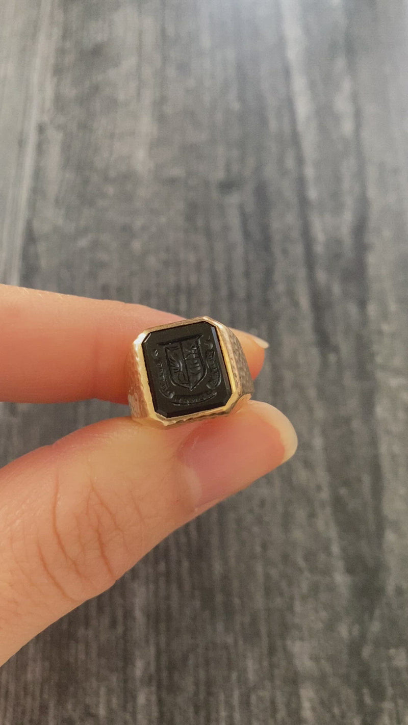 Art Deco Bailey, Banks and Biddle Onyx Intaglio Signet Ring