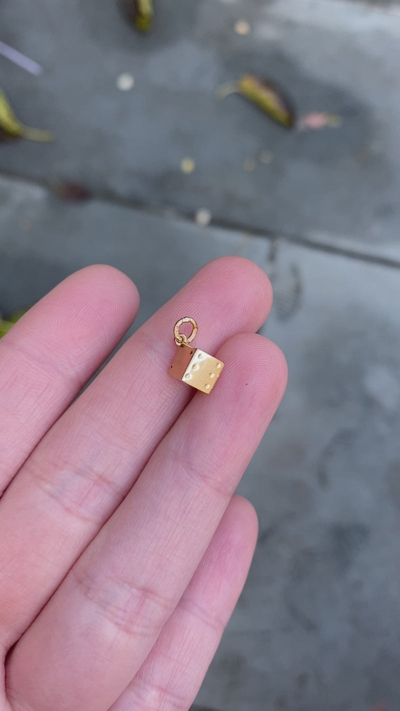 Small Vintage 18K Gold Swedish Dice Die Charm