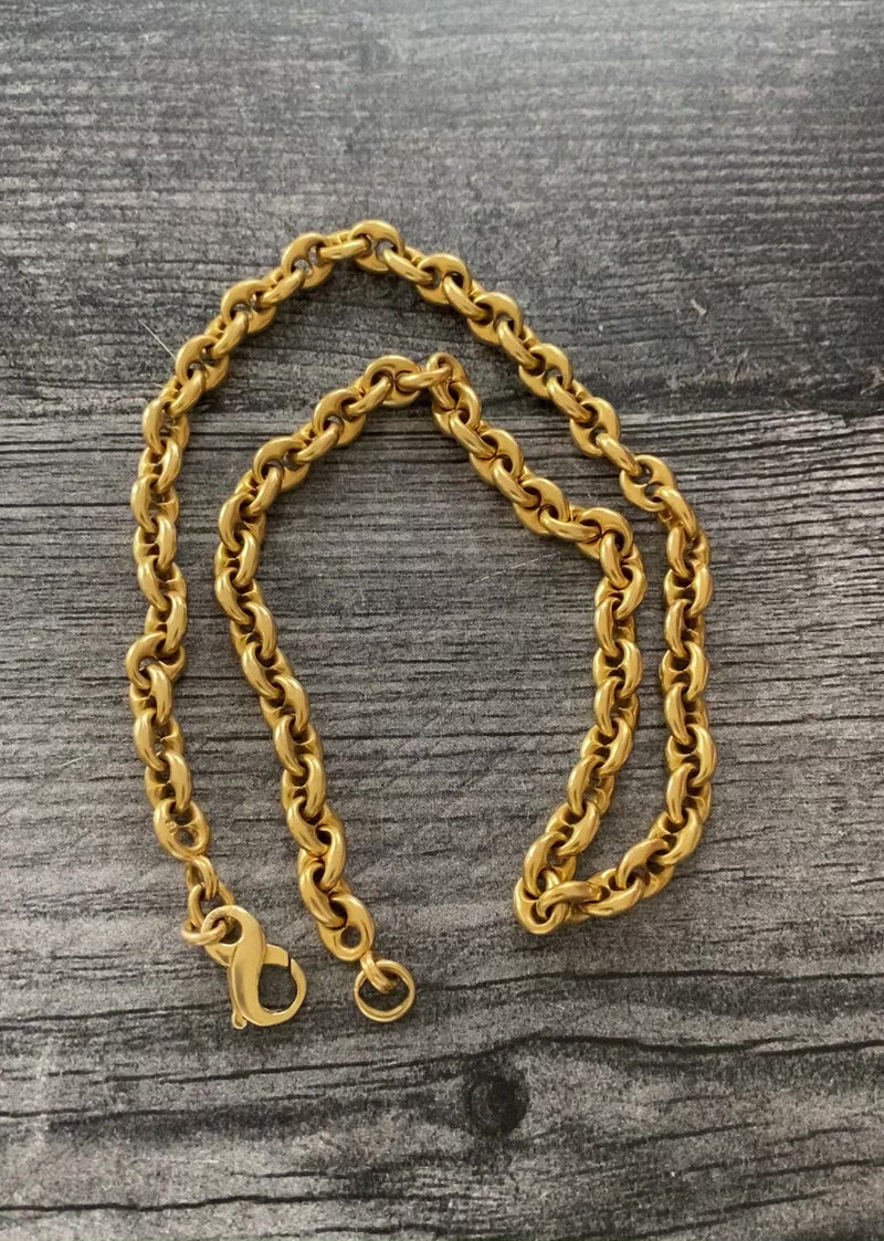 Vintage 18K Gold Mariner Chain, 16" Anchor Link Necklace