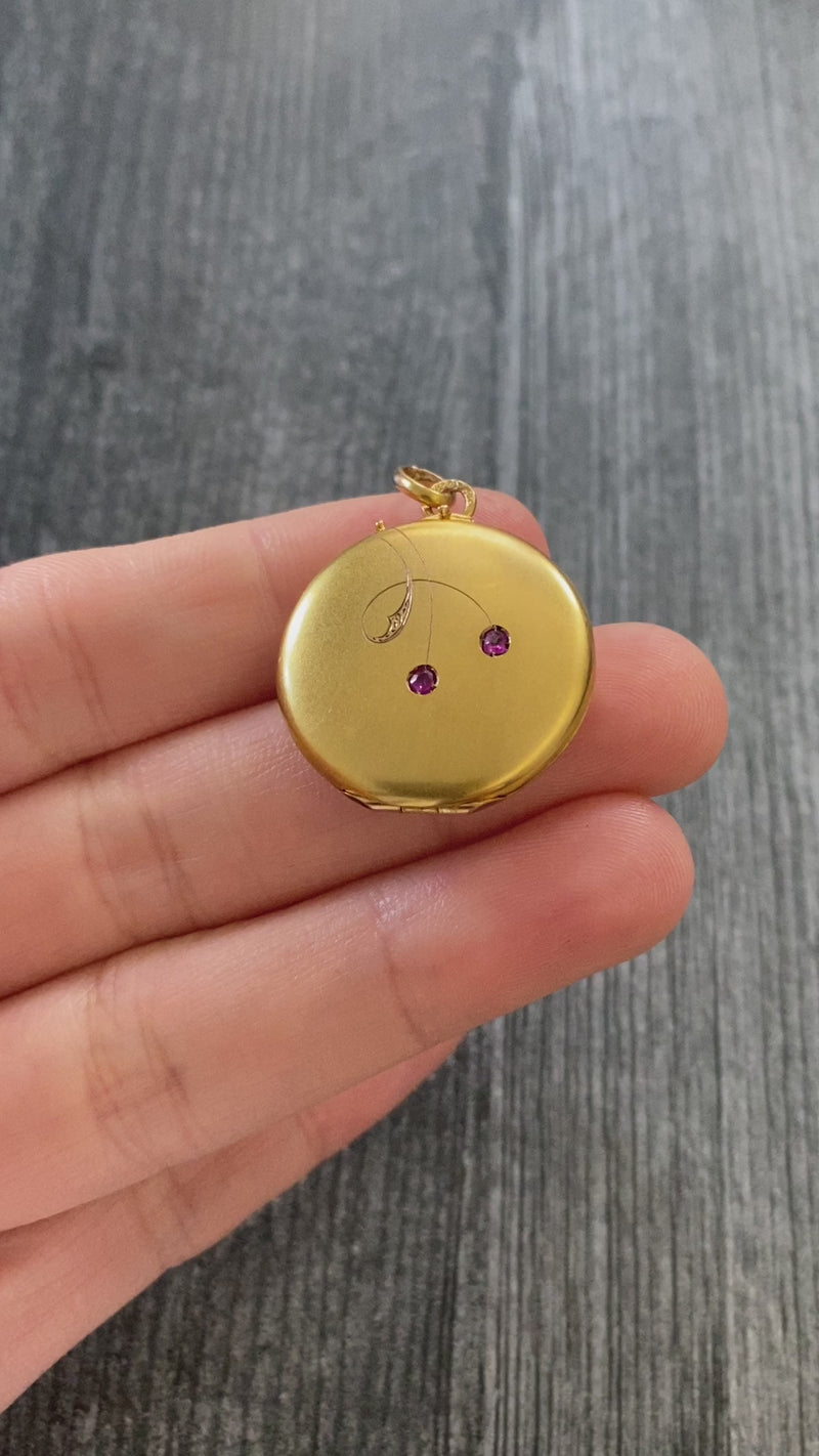 Victorian 8K Gold and Red Paste Locket