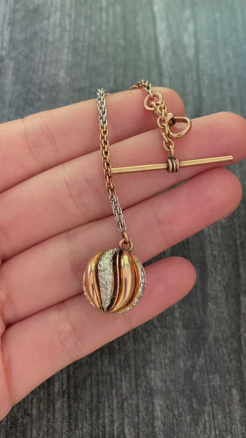 Antique 14K Gold Swirly Ball Fob, Pendant